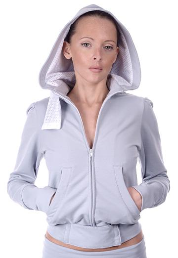 A zip-front hooded sweatshirt
