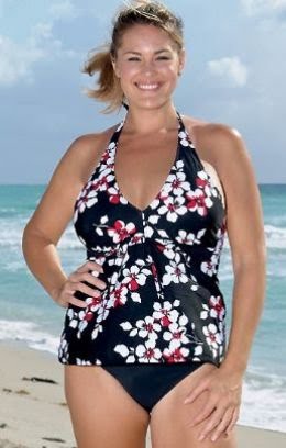 A plus size floral print tankini