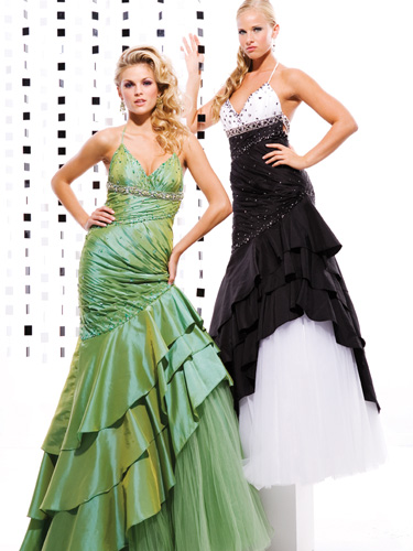 An asymmetrical waistline running diagonally across the body